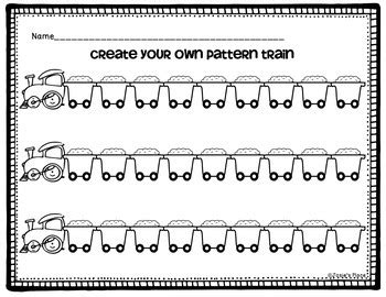pattern train centerpattern printables  writing activities tpt