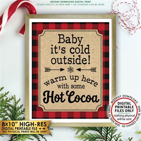Baby It S Cold Outside Sign Lumberjack Hot Cocoa Sign Etsy