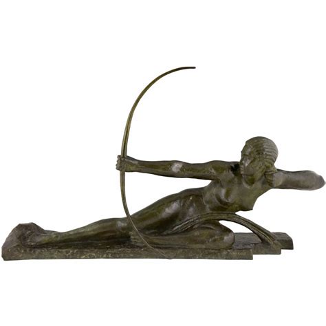 Art Deco Bronze Sculpture Nude With Bow Penthesilia Deconamic