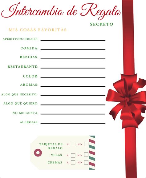 Secret Santa Questionnaire Secret Santa Spanish Etsy