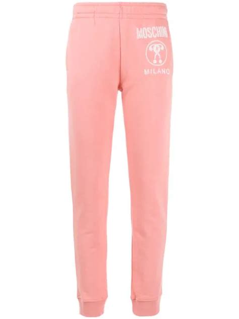 Moschino Printed Cotton Jersey Track Pants In Pink Modesens