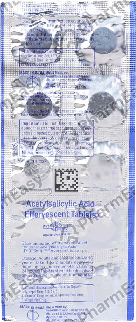 Disprin 325 Mg Effervescent Tablet 10 Uses Side Effects Price