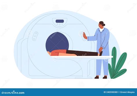 Patient At Mri Scanner Machine Doctor Scanning Body With Magnetic