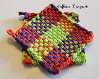 Woven Potholders Trivets Handmade Orange Hot Pads Etsy