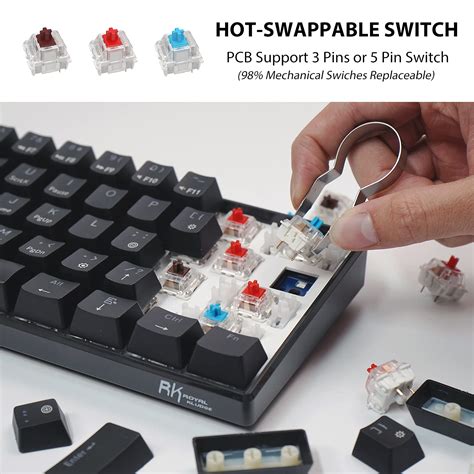 RK ROYAL KLUDGE RK Wired Mechanical Gaming Keyboard RGB Backlit Ultra Compact Hot