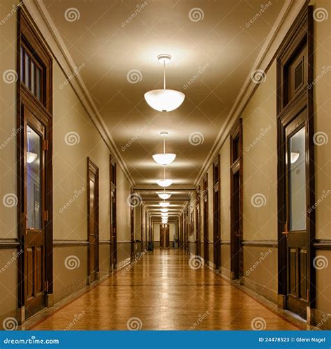 Long Hallway Of Classrooms Stock Photos Image 24478523