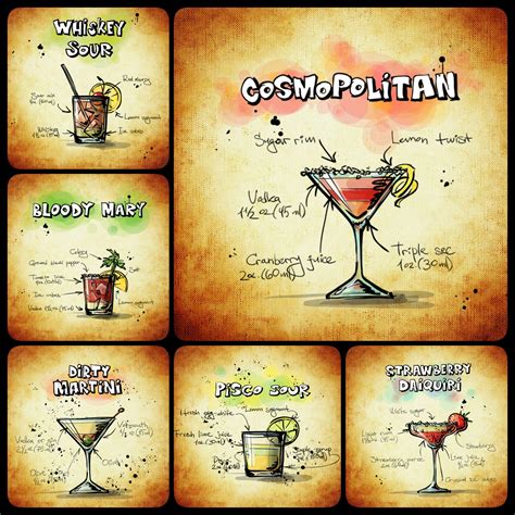 Collage With Alcoholic Cocktails Free Image Download