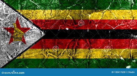 Zimbabwe Grunge Rusted Metal Texture Flag Rust Metal Background Stock