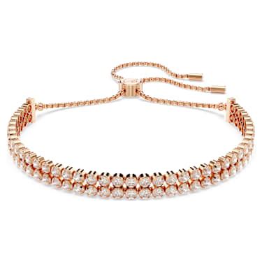 Matrix Tennis Bracelet Round Cut White Rose Gold Tone Plated Swarovski