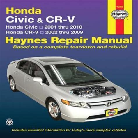 Honda Civic 2001 2010 CRV 2002 2009 Haynes Repair Manual Haynes