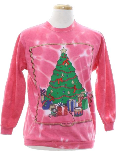 1980s Vintage Hand Tie Dyed Ugly Christmas Sweater Late 80s Or Early