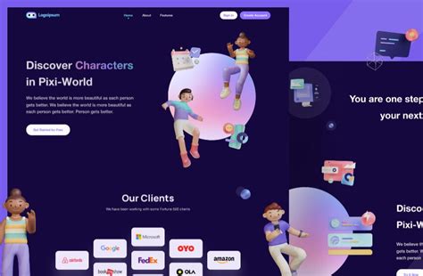 Download Free Animated 3D Landing Page Template Figma - Free Figma