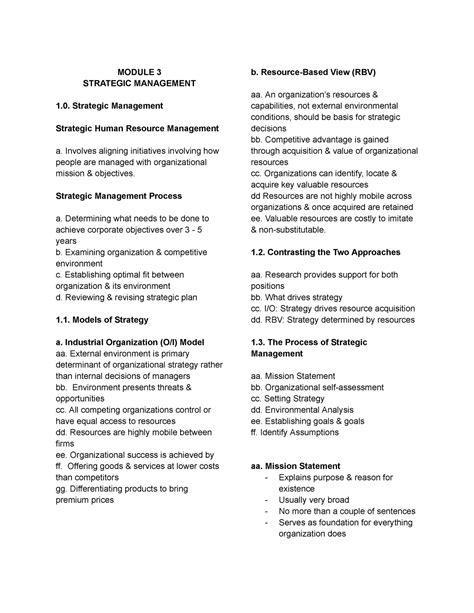 Strama Module 3 Strategic Management MODULE 3 STRATEGIC MANAGEMENT