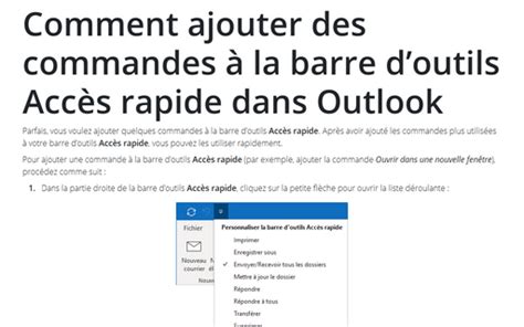 Comment Ajouter Des Commandes La Barre Doutils Acc S Rapide Dans Outlook