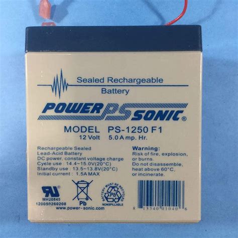 Power Sonic PS1250F1 12 Volt 5 AH Sealed Lead Acid Battery Atlantic