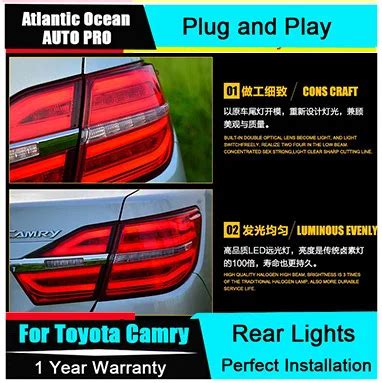 AUTO PRO Car Styling 2015 For Toyota Camry LED Tail Lights Camry Rear ...