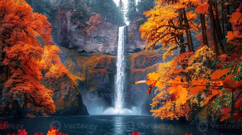 autumn waterfall wallpaper hd wallpaper 45501354 Stock Photo at Vecteezy