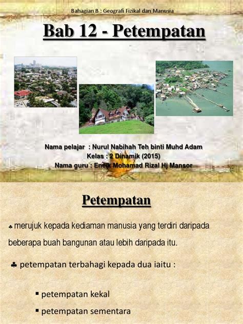 Bab 12 Petempatan Bahagian B Geografi Fizikal Dan Manusia Pdf