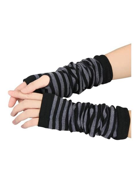 Grey And Black Striped Armwarmers Attitude Clothing