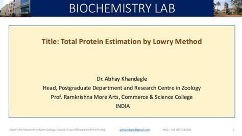 Lowry Method For Protein Estimation