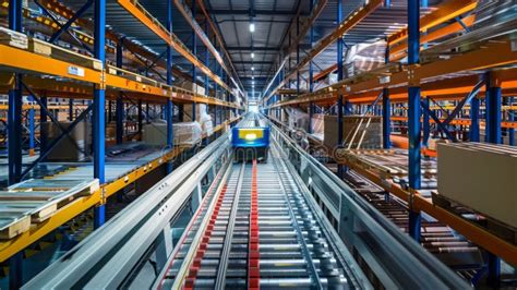 Automated Conveyor System in Warehouse Stock Image - Image of ...