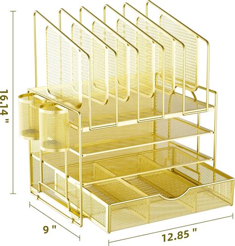 Marbrasse Organizador De Escritorio Dorado Organizador De Archivos De