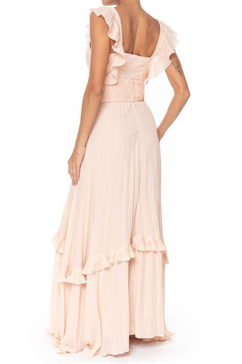 Dress Go Vestido Longo Crepe Rosa Dg Marketplace De