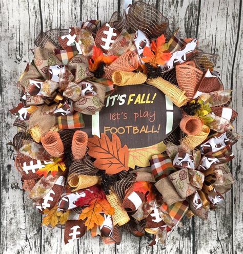 Its Fall Lets Play Football Front Door Wreath Football Etsy In 2021