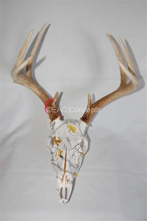 Snow Camo Dipped European Mount Deer Skull Bing Images Deer Horns