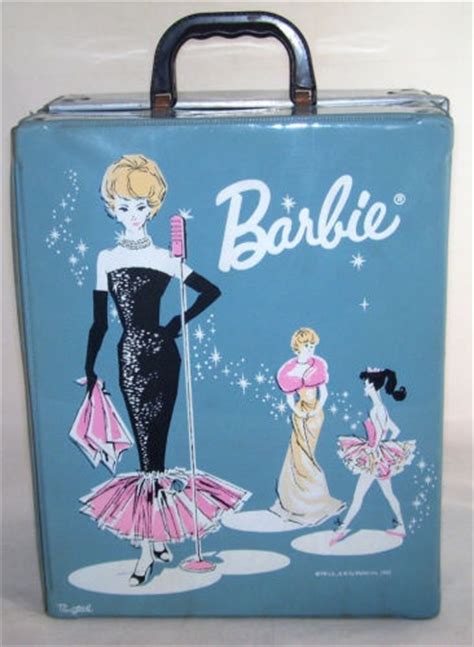 Vintage Barbie Doll Blue Double Case Trunk Wardrobe 1962 Ponytail Solo