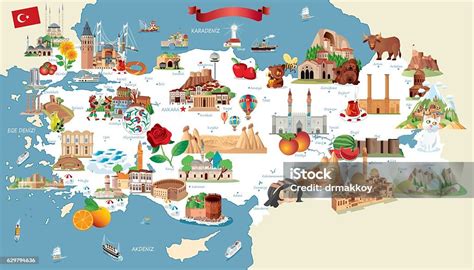 cartoon map  turkey stock illustration  image  map