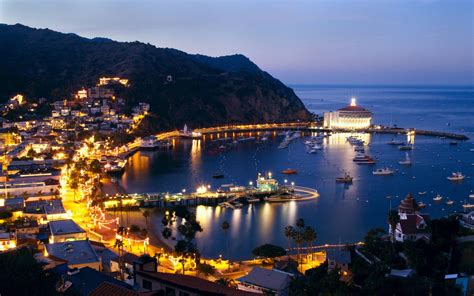 Catalina Island California City Of Avalon At Night Photo Landscape