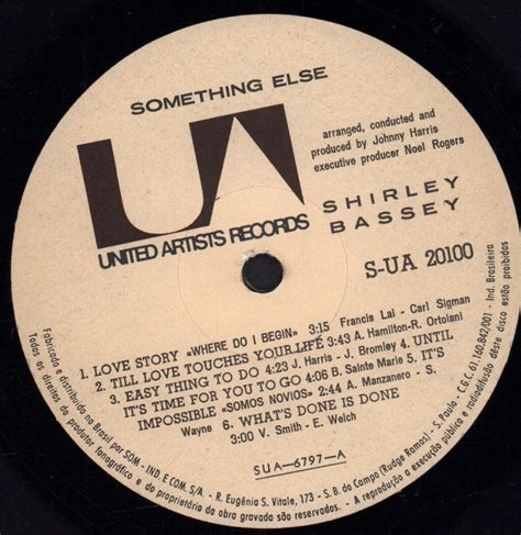 Shirley Bassey Something Else Lp Vinyl Brazil United Artists 1971 Has Stereo Ebay