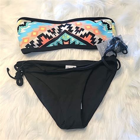 Seafolly Swim Nwt Seafolly Boho Tribal Bandeau Bikini Top S Becca