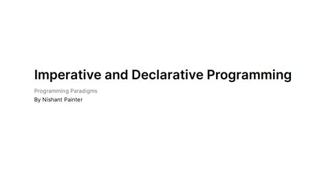 Programming Paradigms Imperative And Declarative Programming