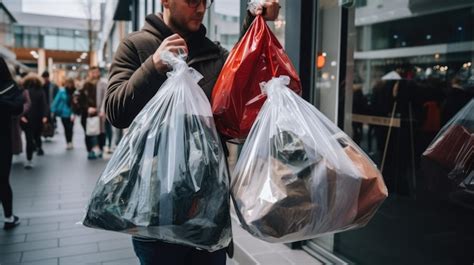 Premium Ai Image A Shopper Holding Multiple Shopping Bags Filled With