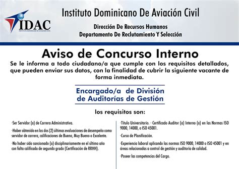 Aviso De Concurso Interno IDAC