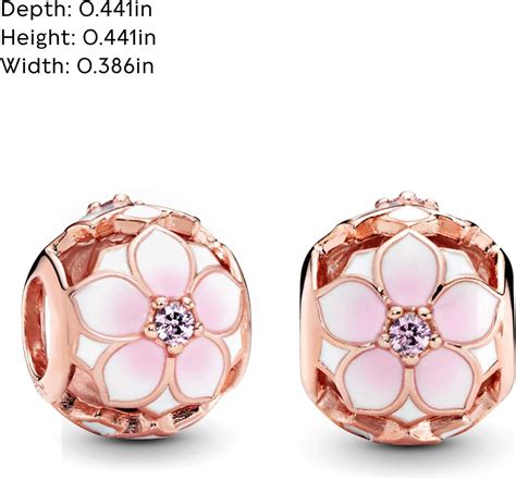 Pandora Magnolia Bloom Rose Gold Charm Pink Crystals And Mixed Enamel