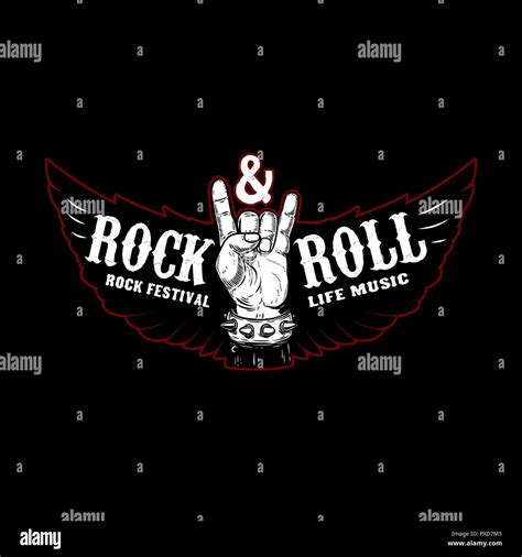 Rock And Roll Festival Rocker Sign And Wings Design Element For Logo