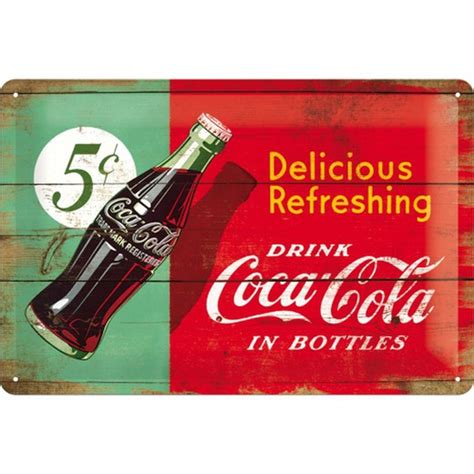 Placa Metal 20x30 Coca Cola Delicious Refreshing Green Retro Vintage