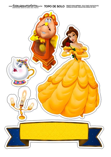 Topo De Bolo Bela E A Fera Diy Beauty Kit Beauty And The Beast Diy