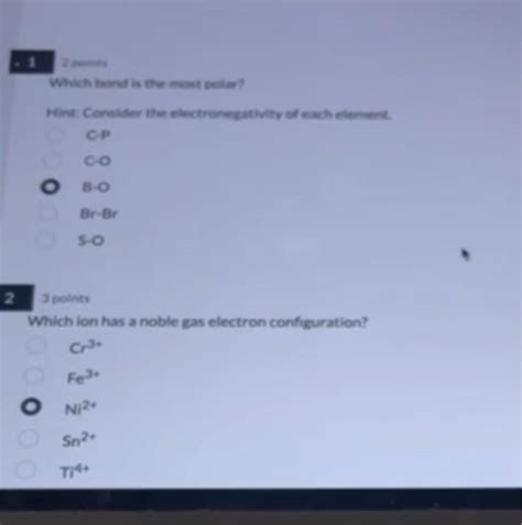 Solved 3 poosints Which ion has a noble gas electron | Chegg.com