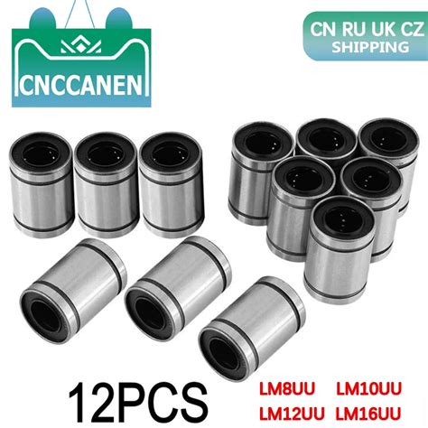 12 Pièces Lm8uu Lm6uu Lm10uu Lm16uu Lm12uu Douille Linéaire 8mm Cnc