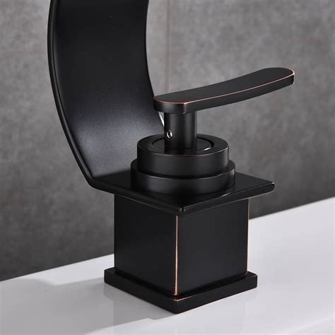Luxury Basin Faucet Waterfall Black With Brushed Bathroom Basin Sink Faucet Cold And Hot Water