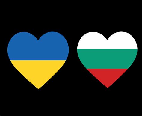 Ukraine And Bulgaria Flags National Europe Emblem Heart Icons Vector
