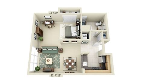 studio apartment 3d floor plan | Interior Design IdeasInterior Design ...