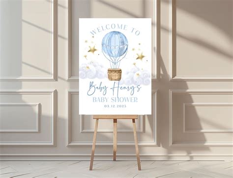 Hot Air Balloon Baby Shower Welcome Sign Adventure Begins Editable Template Etsy