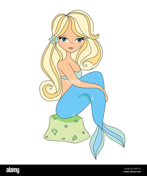 Beautiful Mermaid Doodle Isolated Illustration Stock Photo Alamy