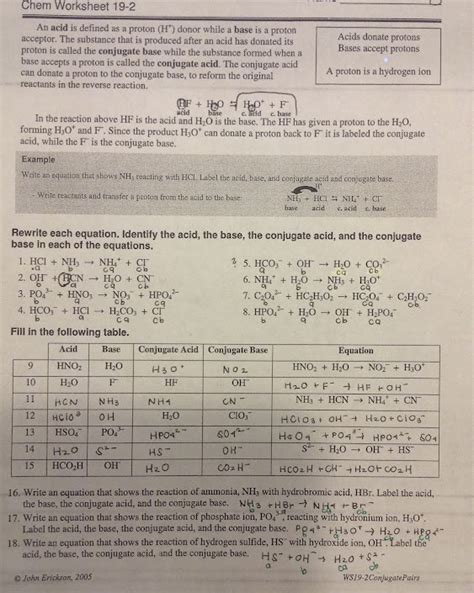 Conjugate Acid Base Pair Worksheet - Free Worksheets Printable