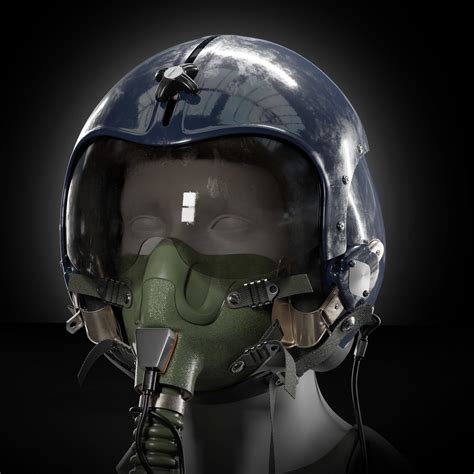 High Quality Hgu 33 Fighter Pilot Helmet With Mbu 12 Oxygen Mask 3d